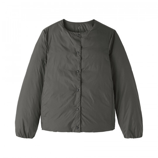 Lekka kurtka puchowa bez kołnierza brązowa