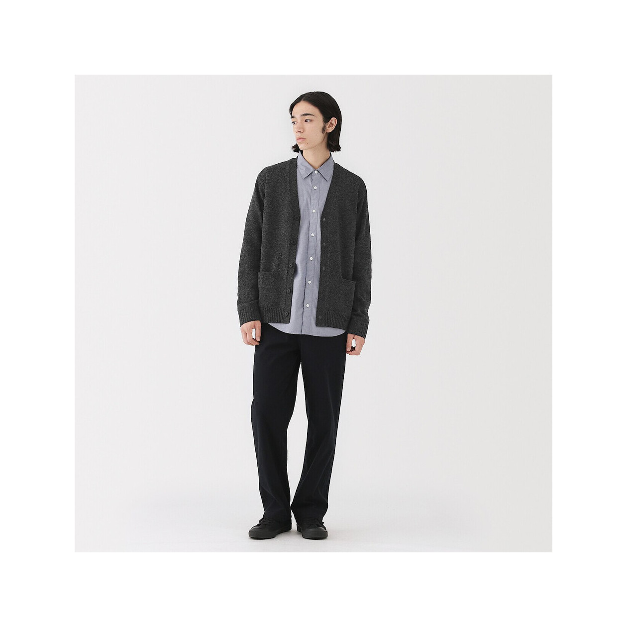 Kardigan wełniany grafitowy