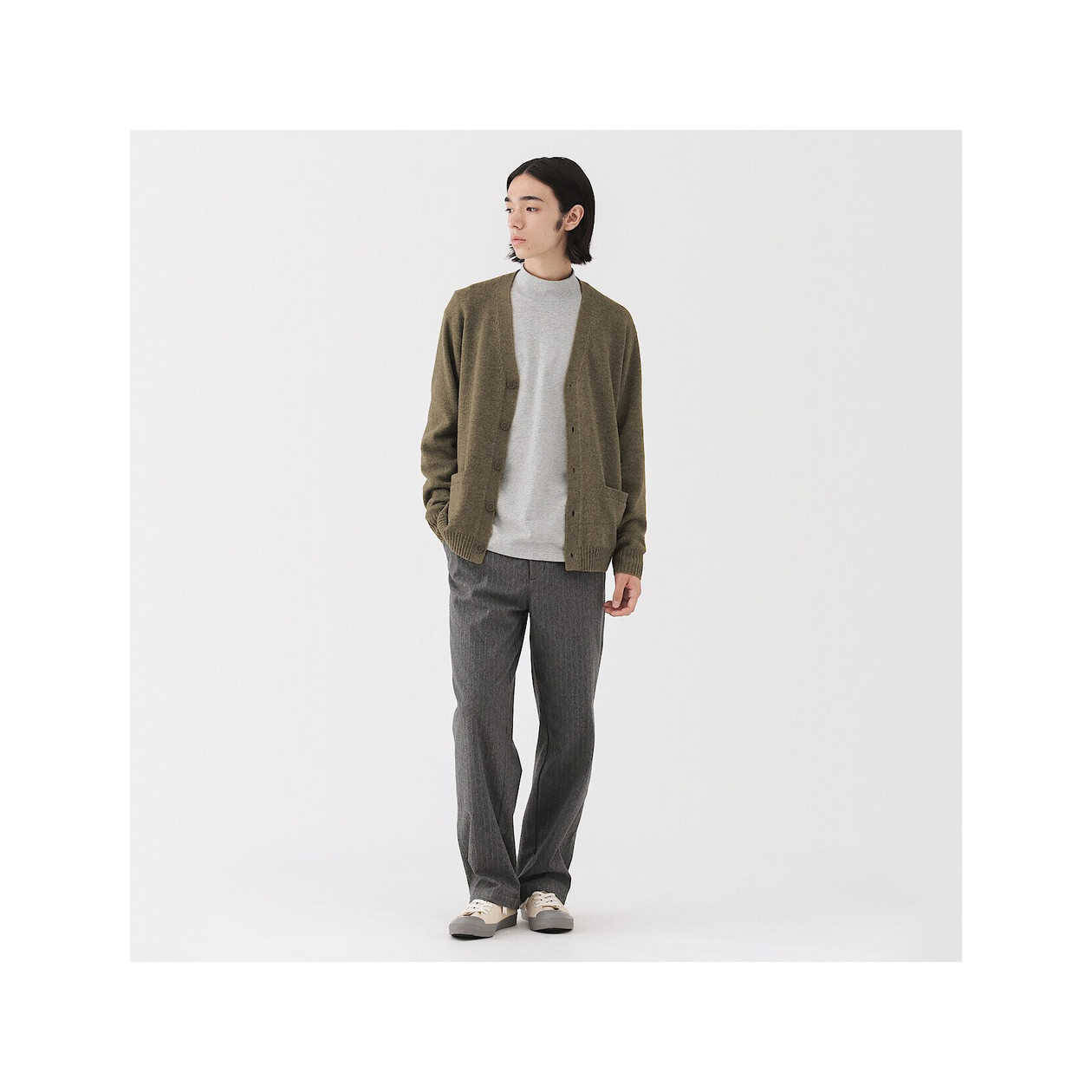 Kardigan wełniany khaki