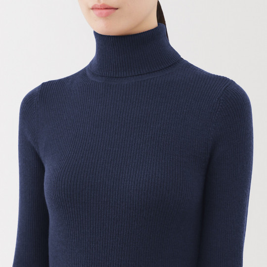 Golf niegryzący wełniany w prążki czarny