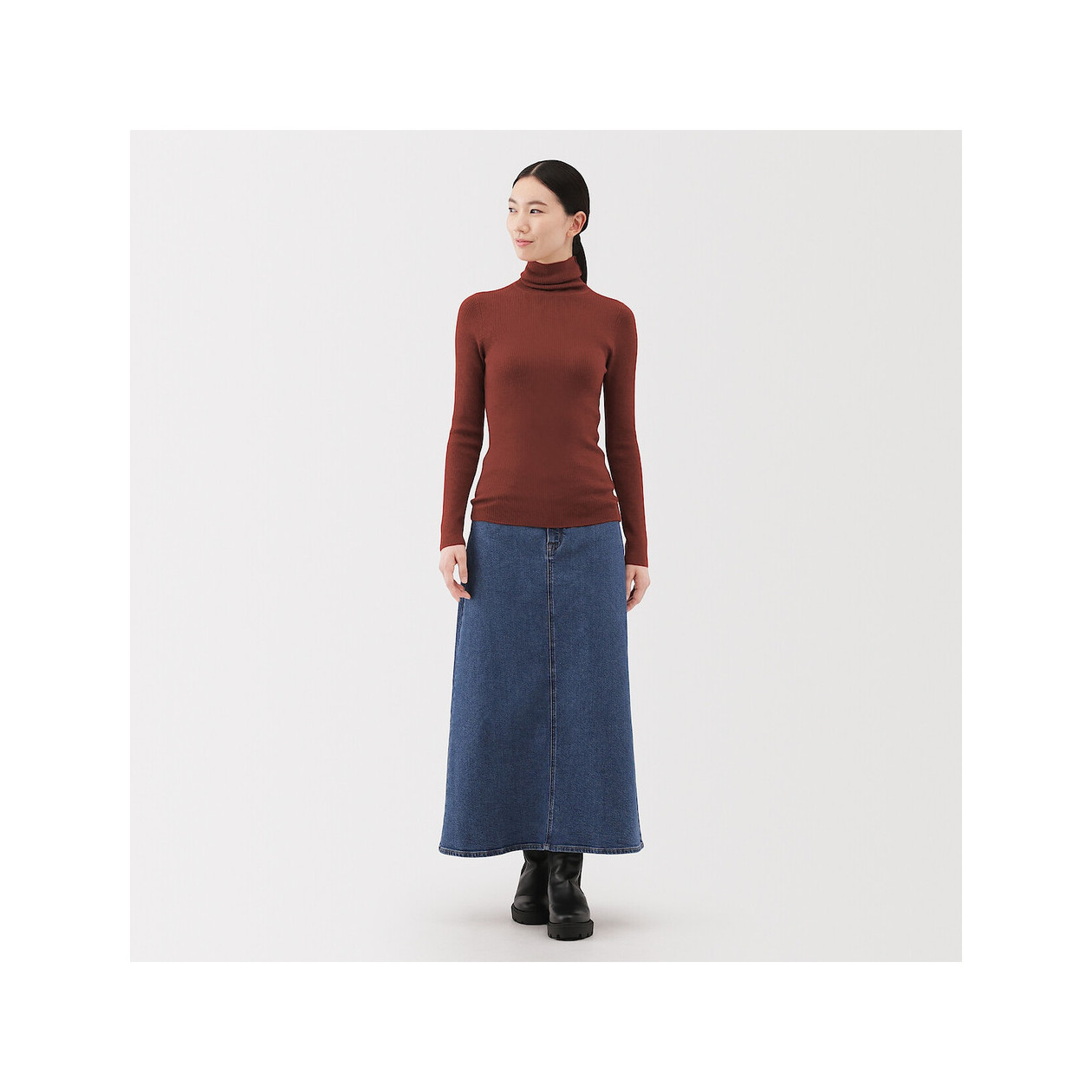 Golf niegryzący wełniany w prążki czerwony