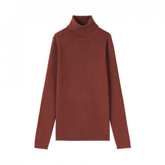 Golf niegryzący wełniany w prążki czerwony