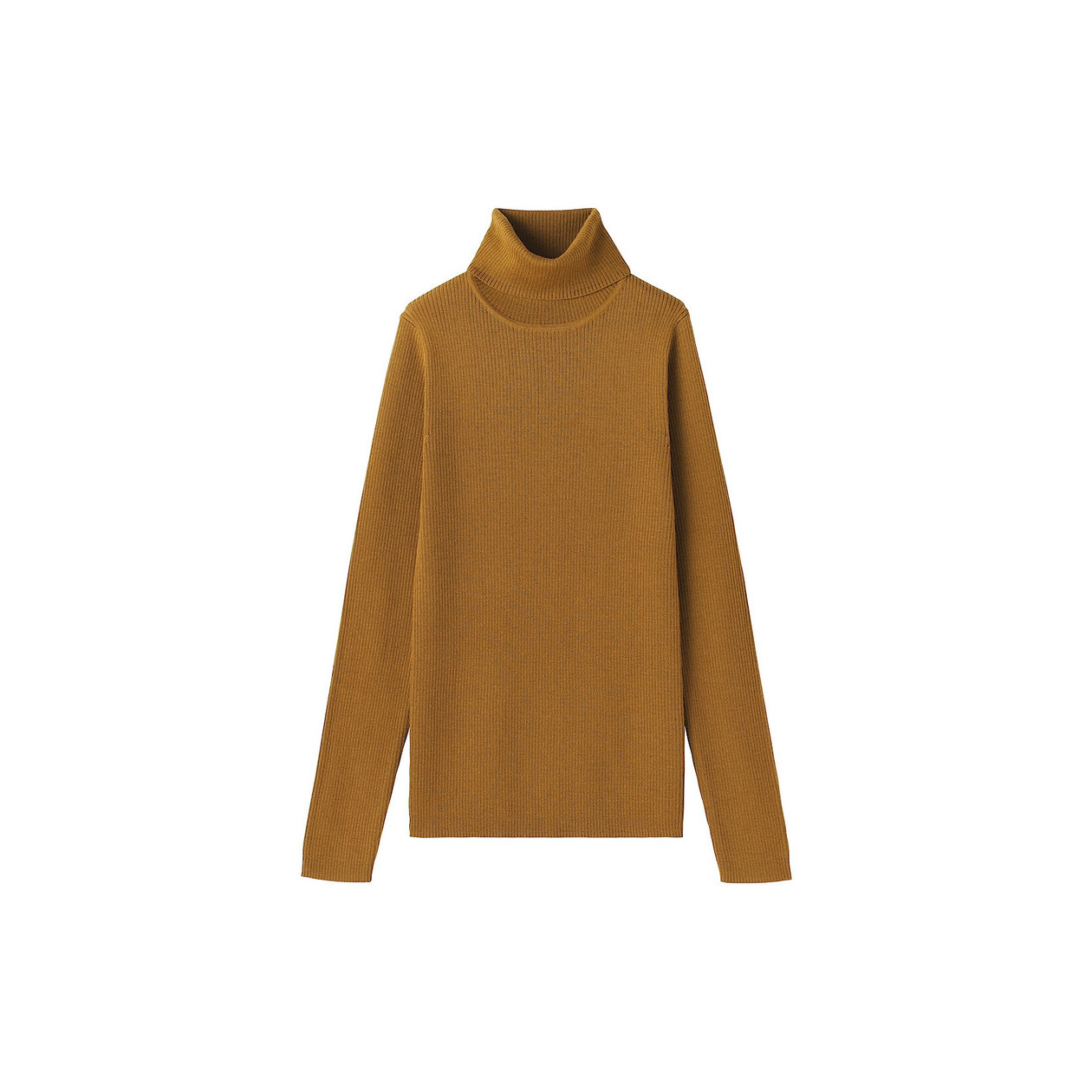 Golf niegryzący wełniany w prążki musztardowy