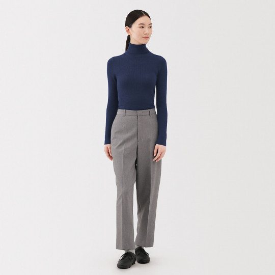 Golf niegryzący wełniany w prążki granatowy