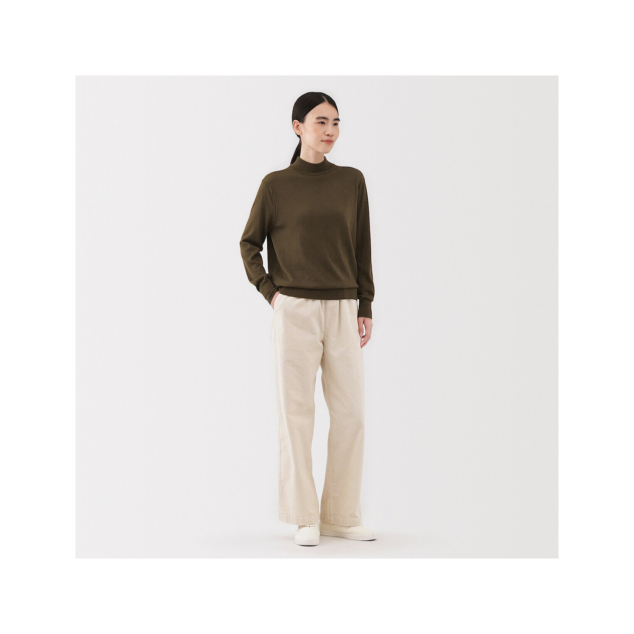 Półgolf niegryzący wełniany khaki