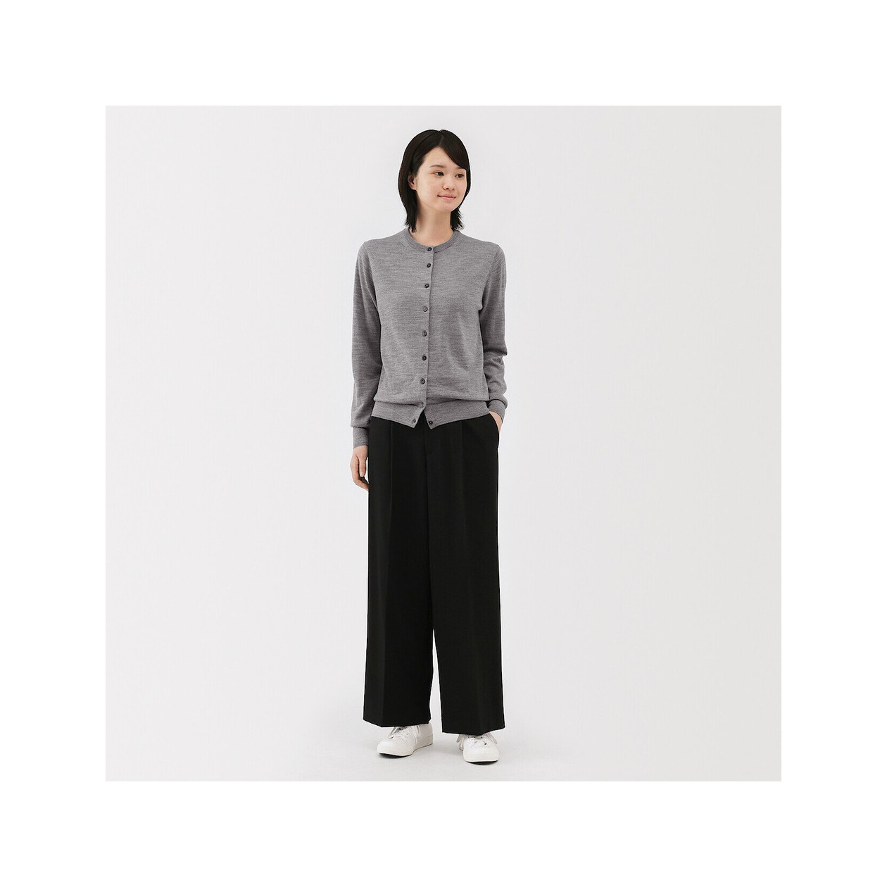 Spodnie szerokie z wełną czarne