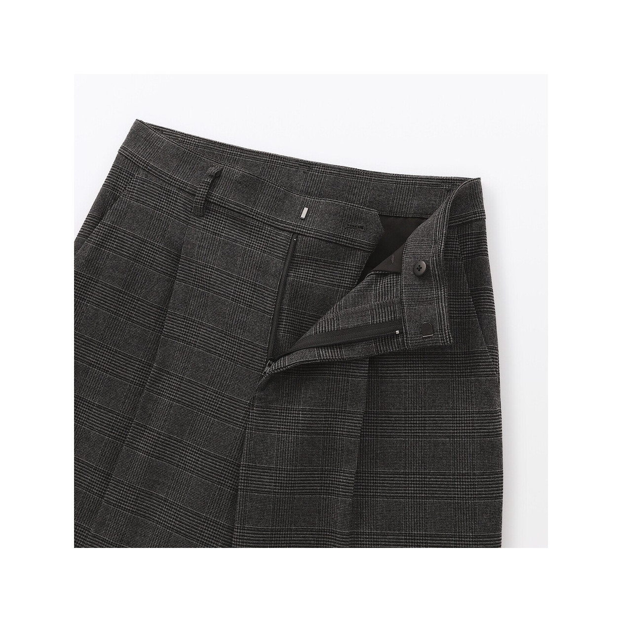 Spodnie szerokie z wełną w kratkę szare