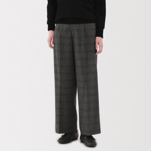 Spodnie szerokie z wełną w...