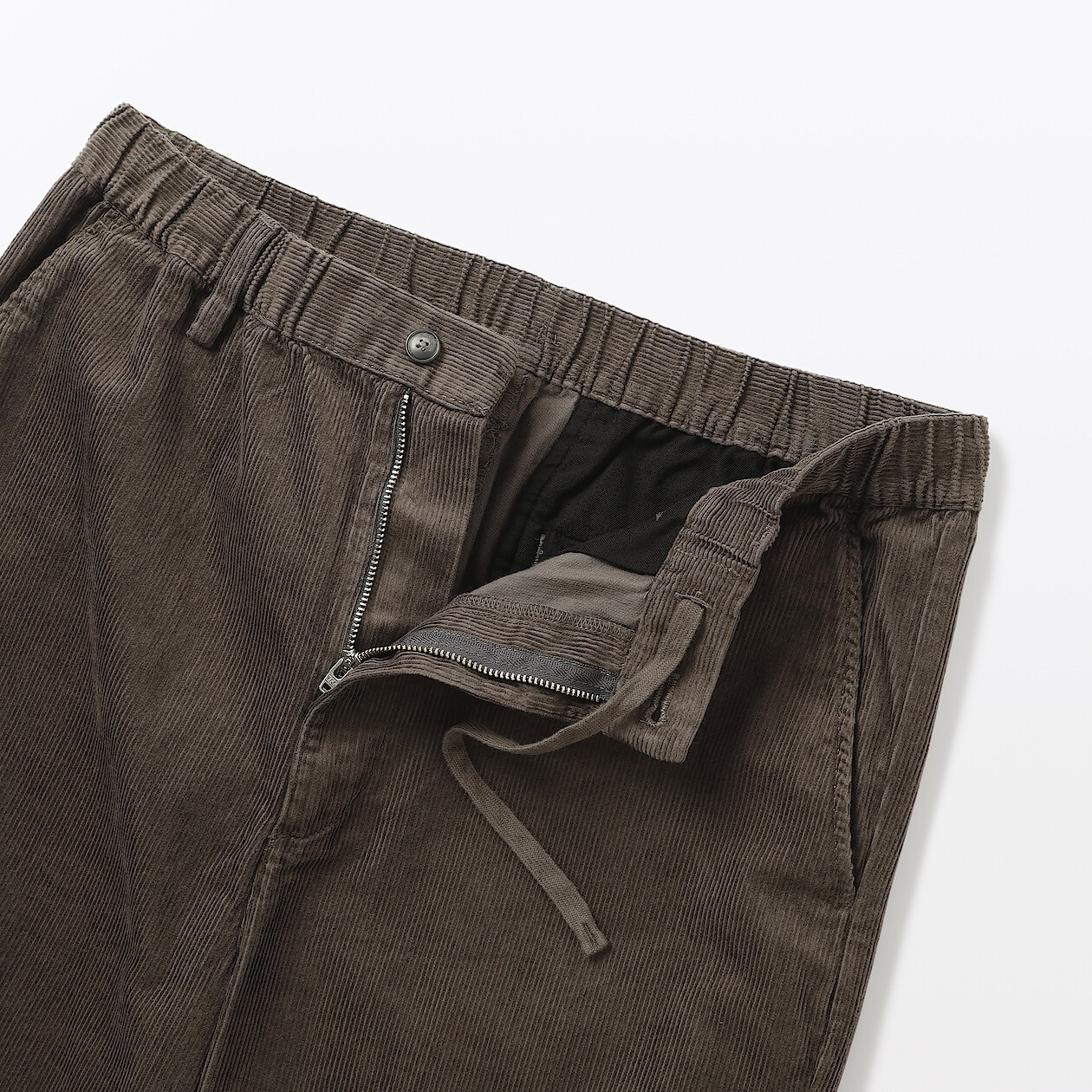 Spodnie sztruksowe easy fit szarobrązowe