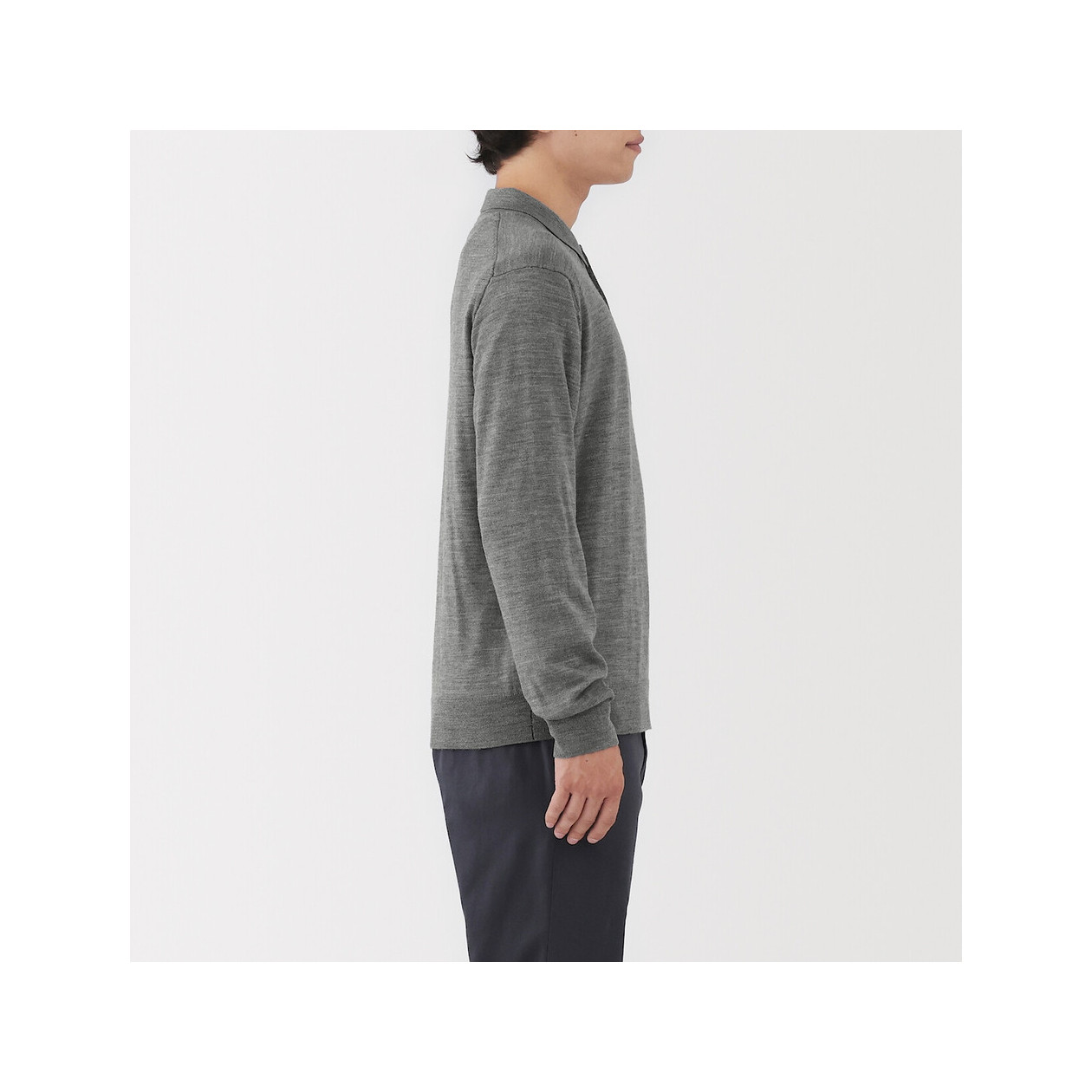 Sweter cienki wełniany polo szary