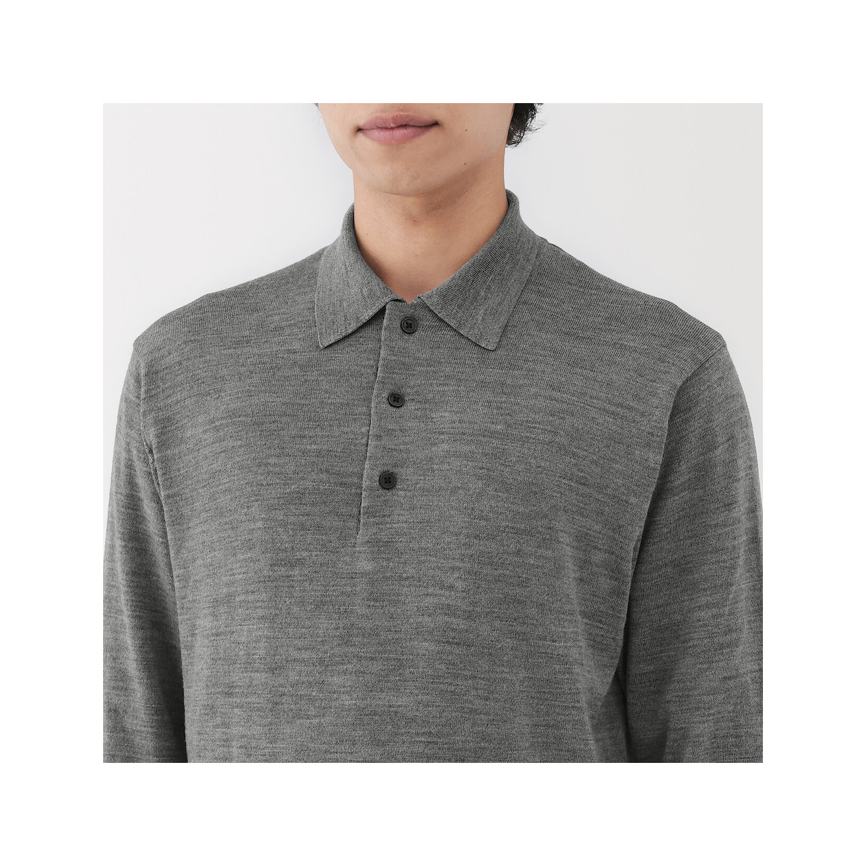 Sweter cienki wełniany polo szary