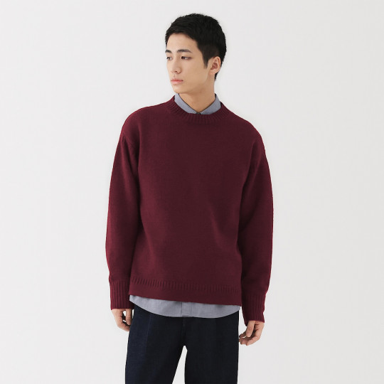 Sweter z wełny andyjskiej bordowy