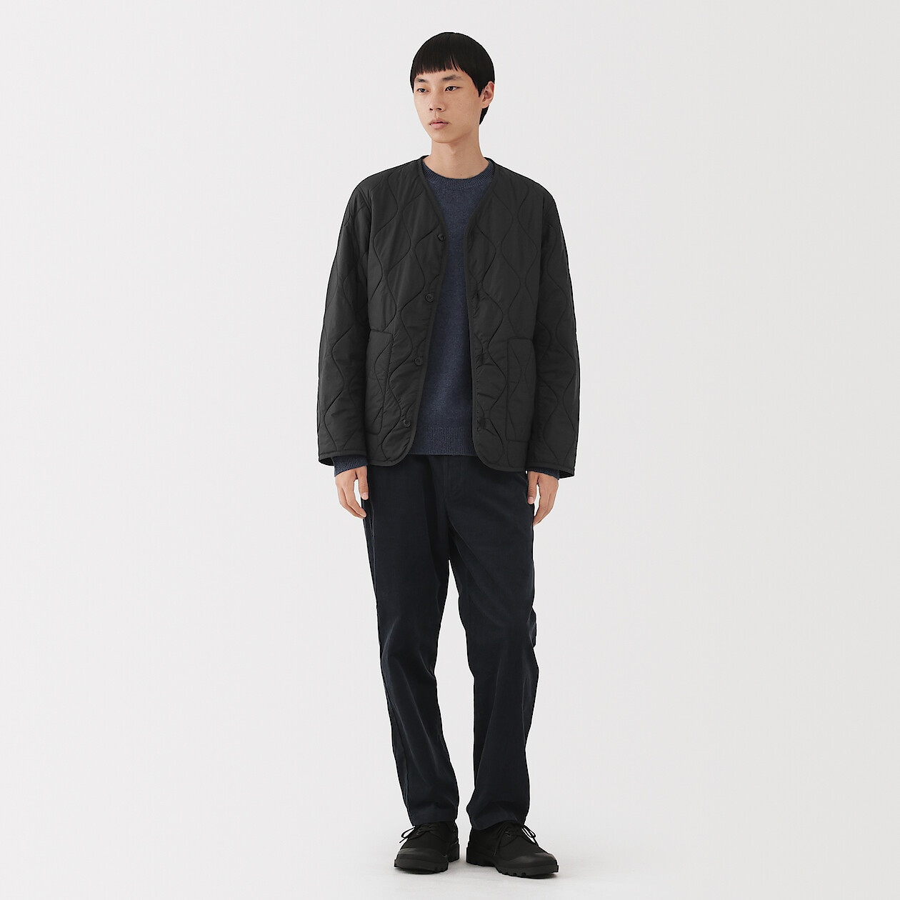 Kurtka pikowana bez kołnierza czarna