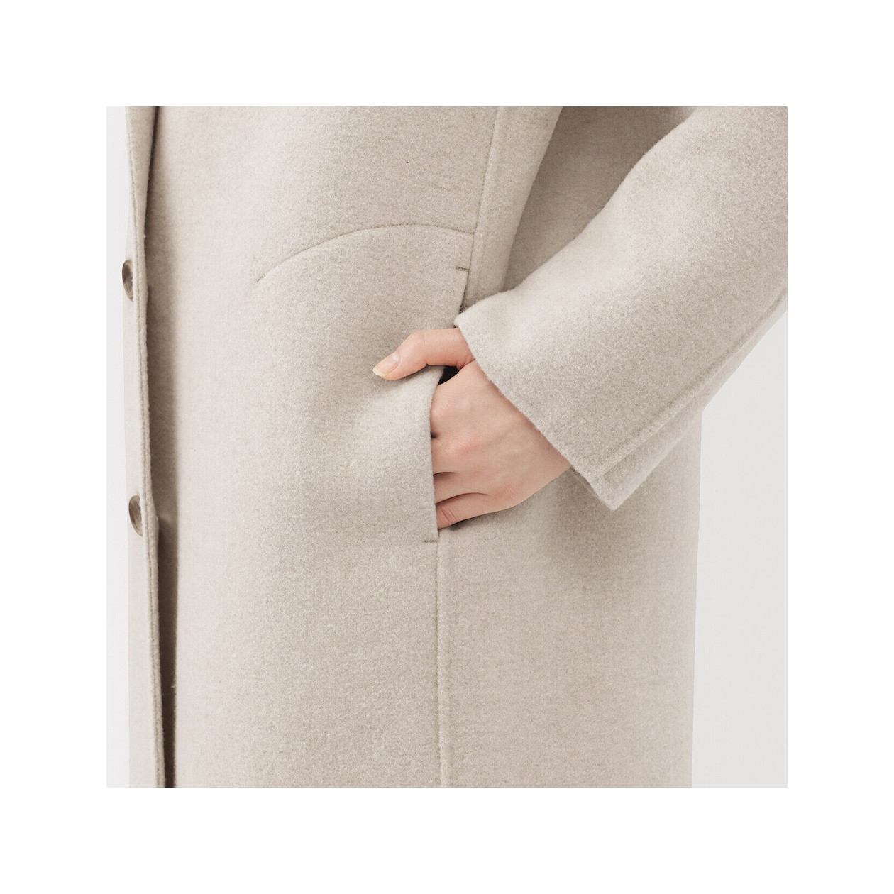 Płaszcz z wełną merino beżowy