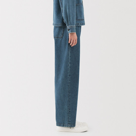 Spodnie szerokie z kapoku denim niebieskie