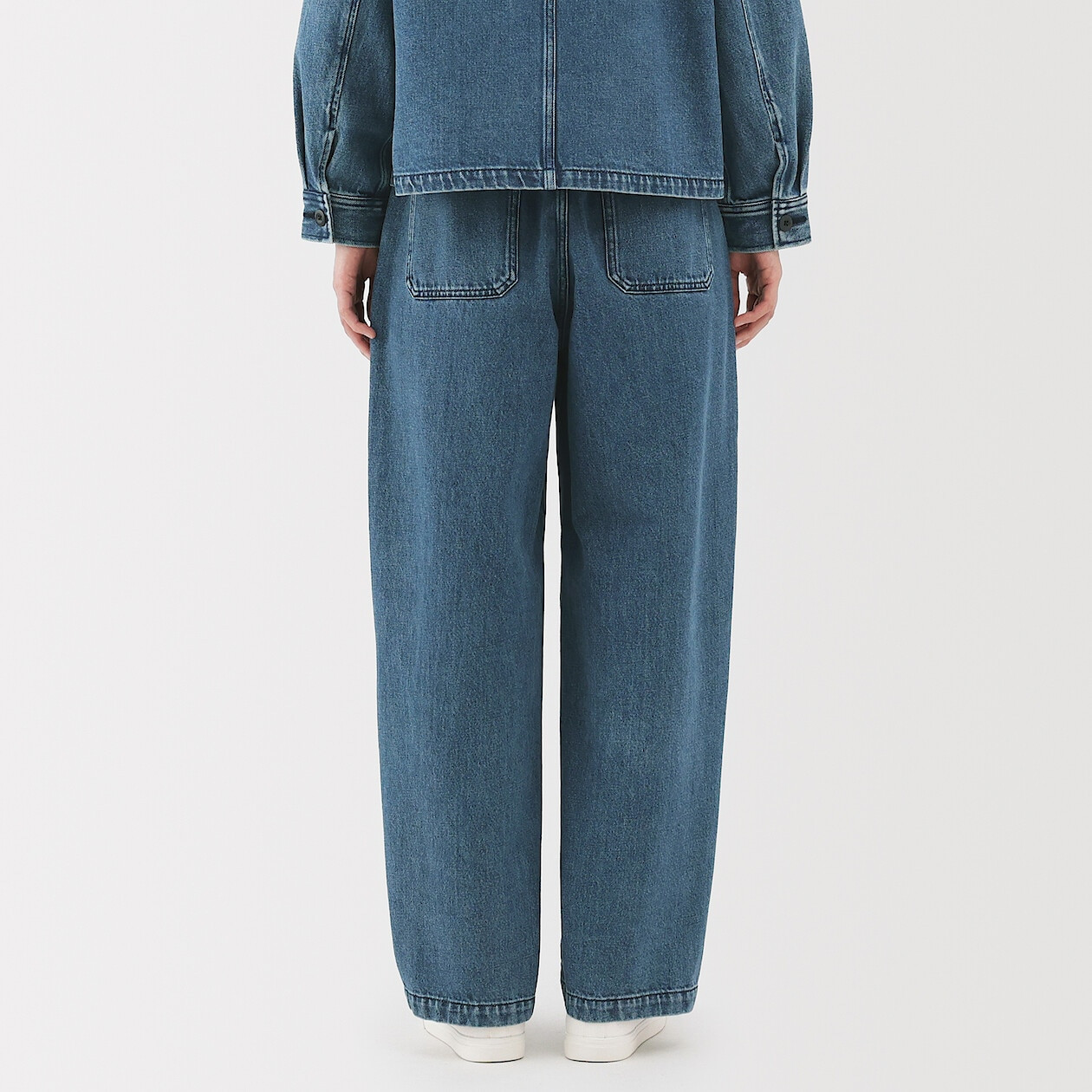 Spodnie szerokie z kapoku denim niebieskie