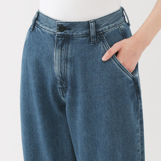 Spodnie szerokie z kapoku denim niebieskie