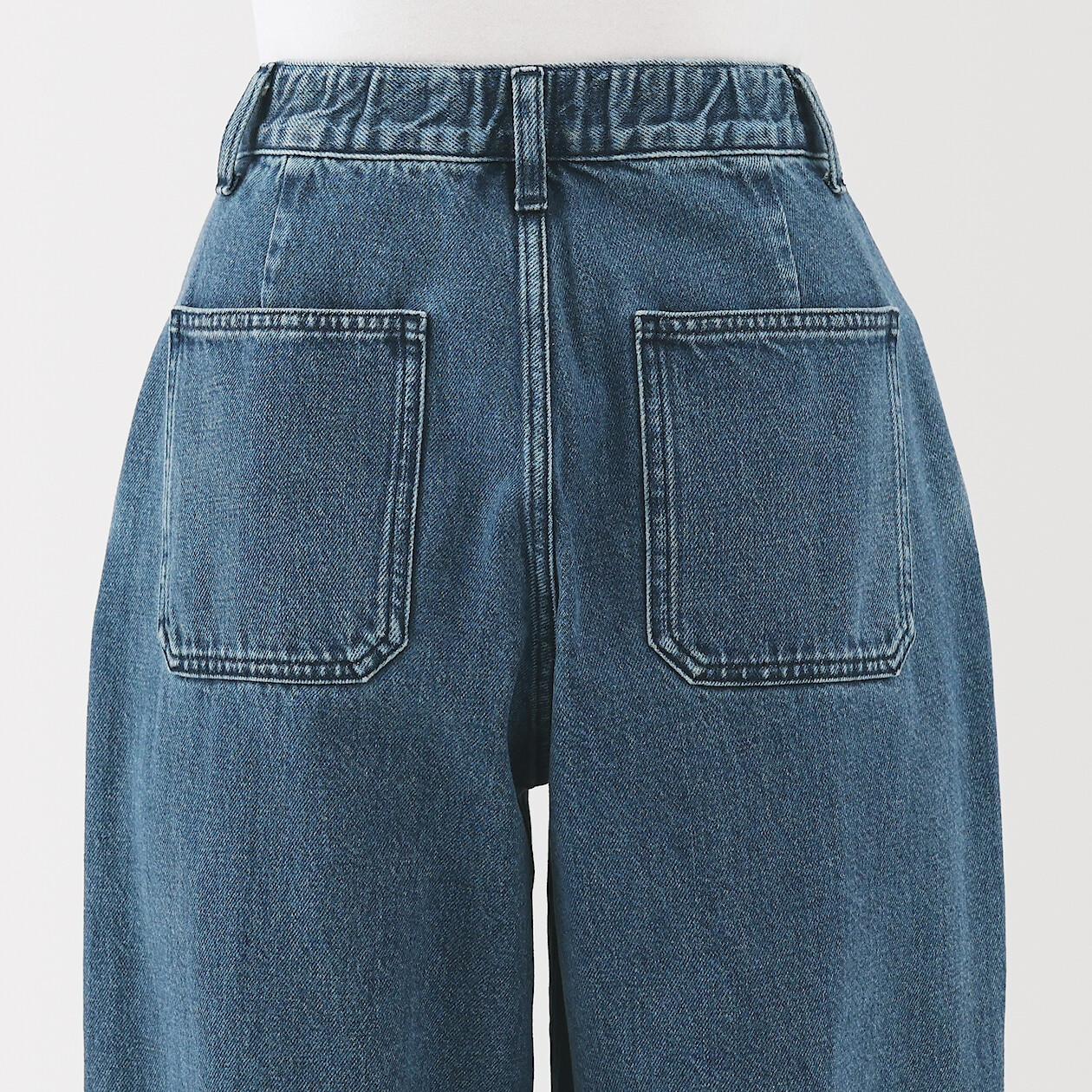 Spodnie szerokie z kapoku denim niebieskie