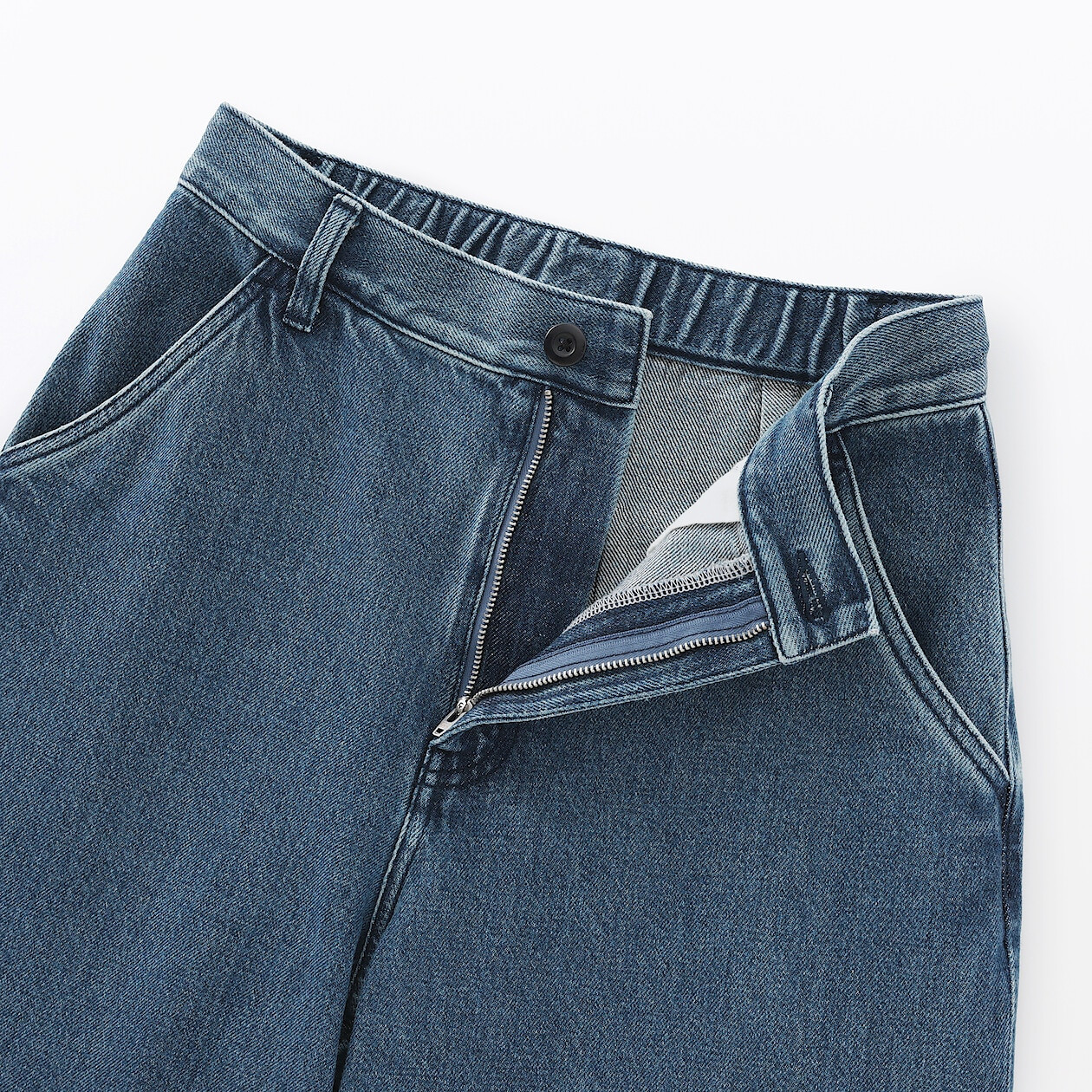 Spodnie szerokie z kapoku denim niebieskie