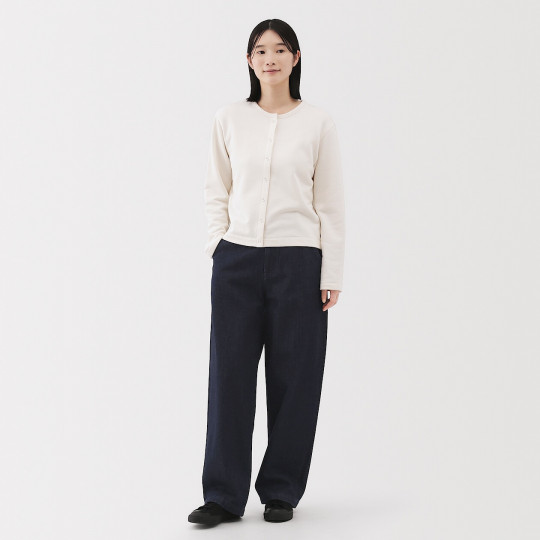 Spodnie szerokie z kapoku denim granatowe