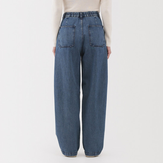 Spodnie szerokie z kapoku denim granatowe