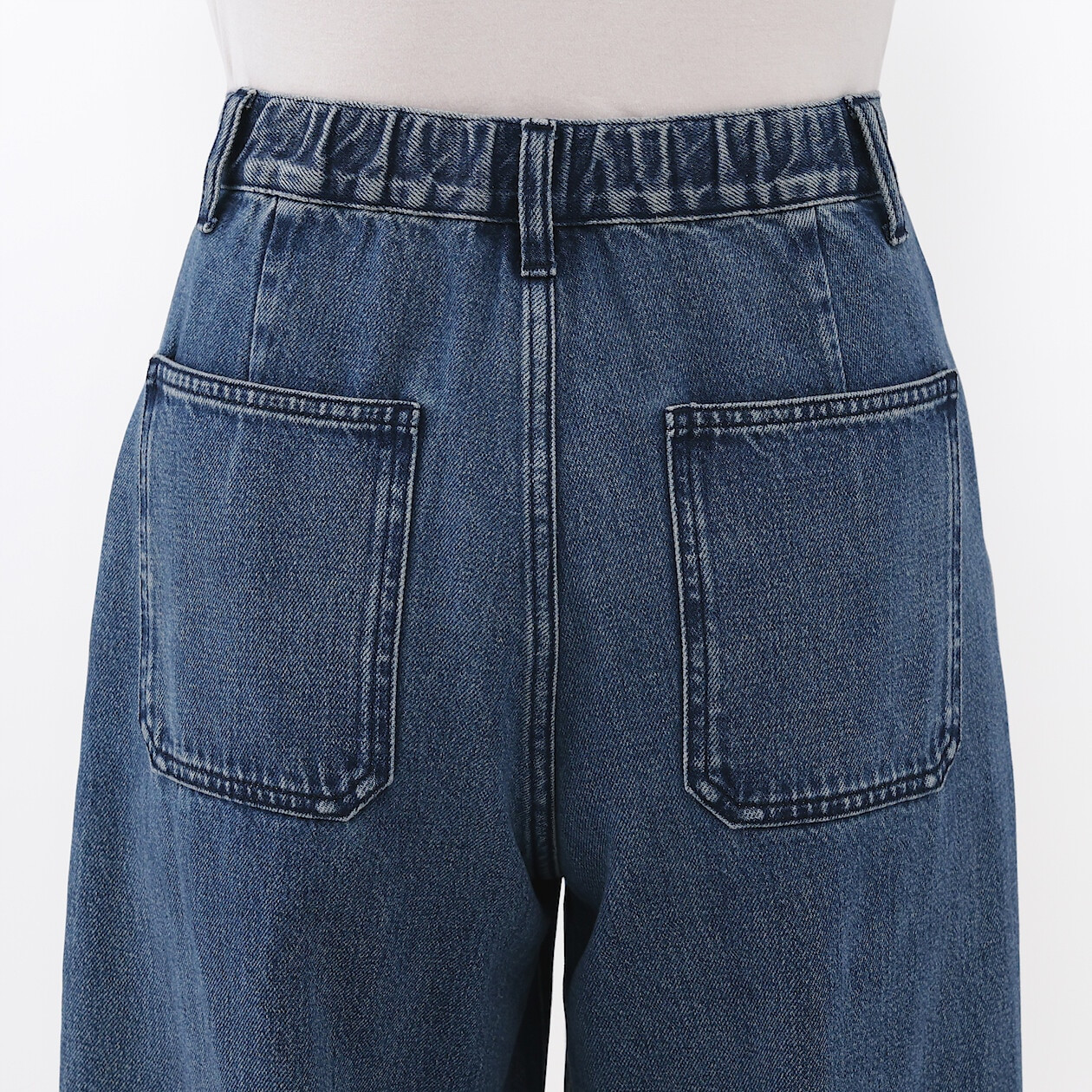 Spodnie szerokie z kapoku denim granatowe