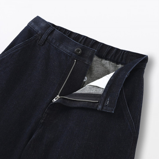 Spodnie szerokie z kapoku denim granatowe