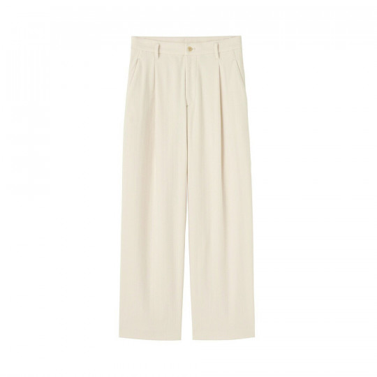 Spodnie z zakładkami szerokie kremowe