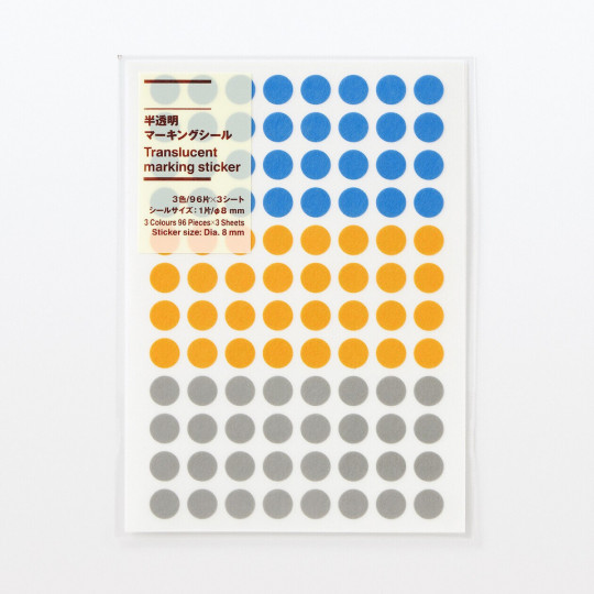 Stickery półprzezroczyste kropki - 96 szt