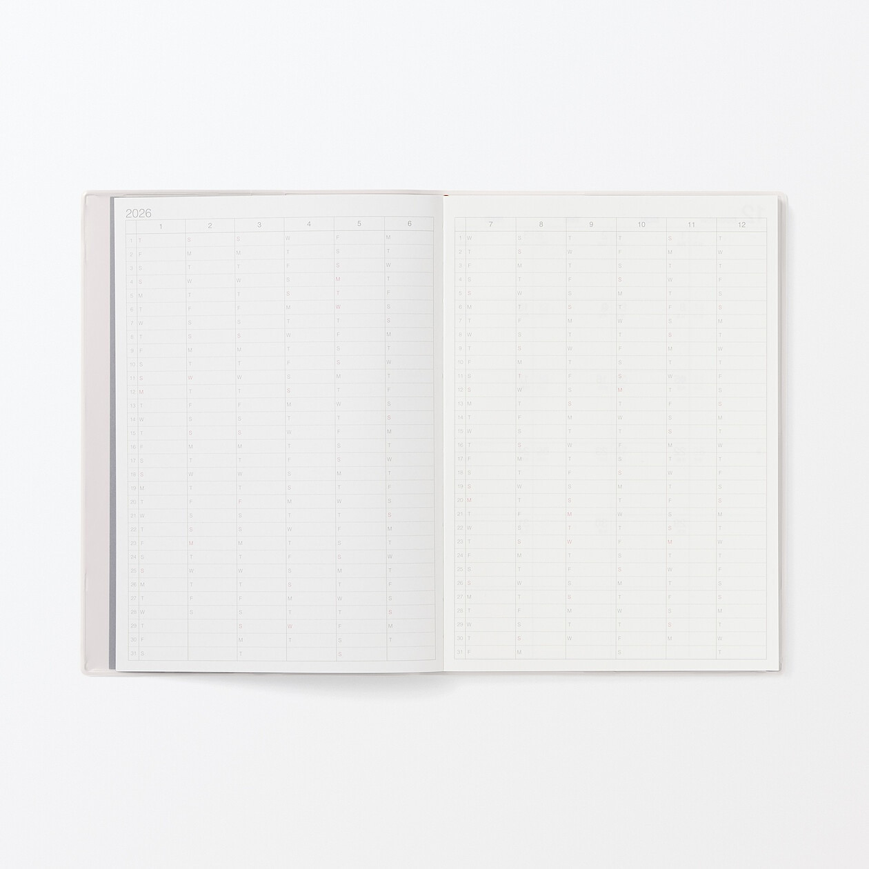 Kalendarz 2026 tygodniowy B6 winylowy biały