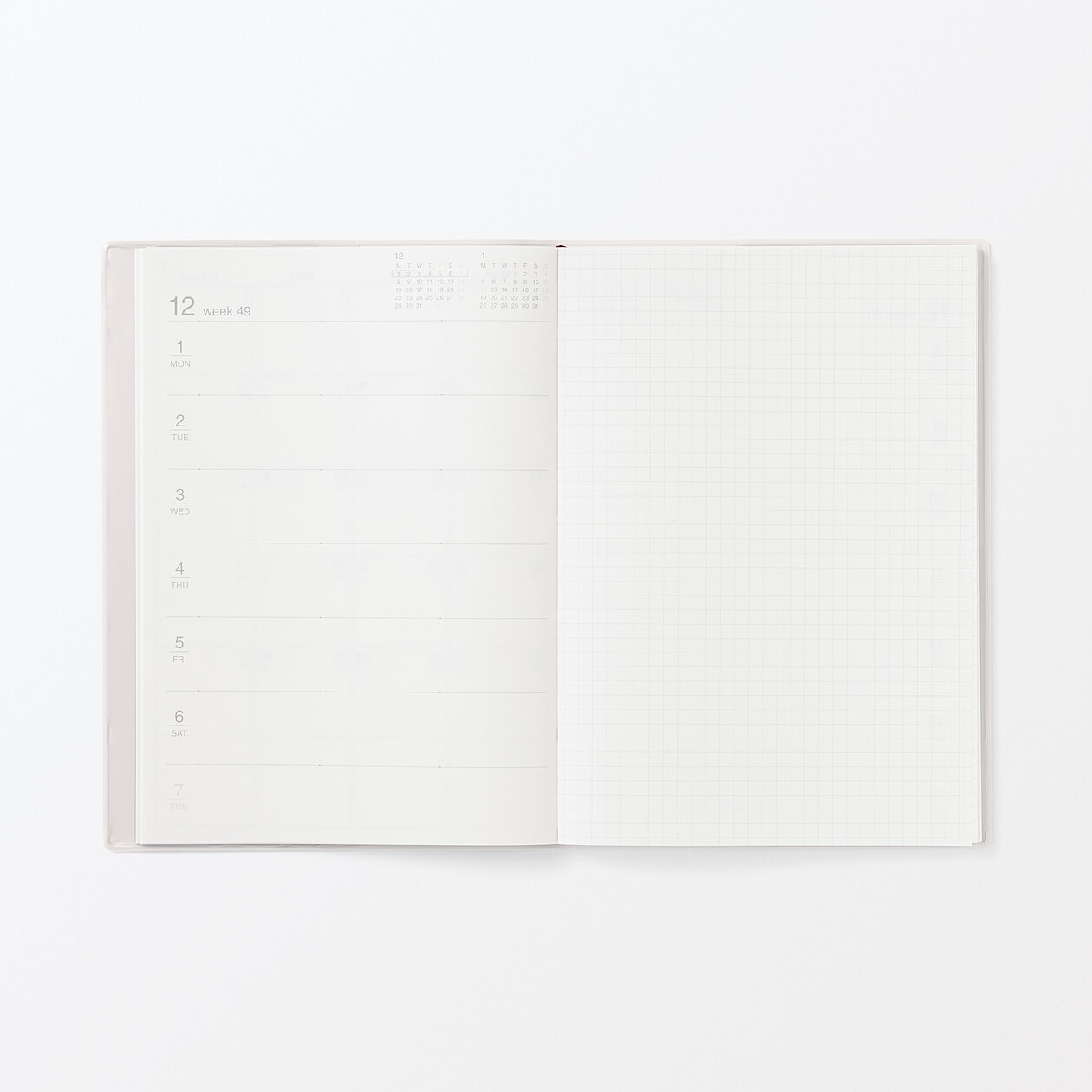 Kalendarz 2026 tygodniowy B6 winylowy biały