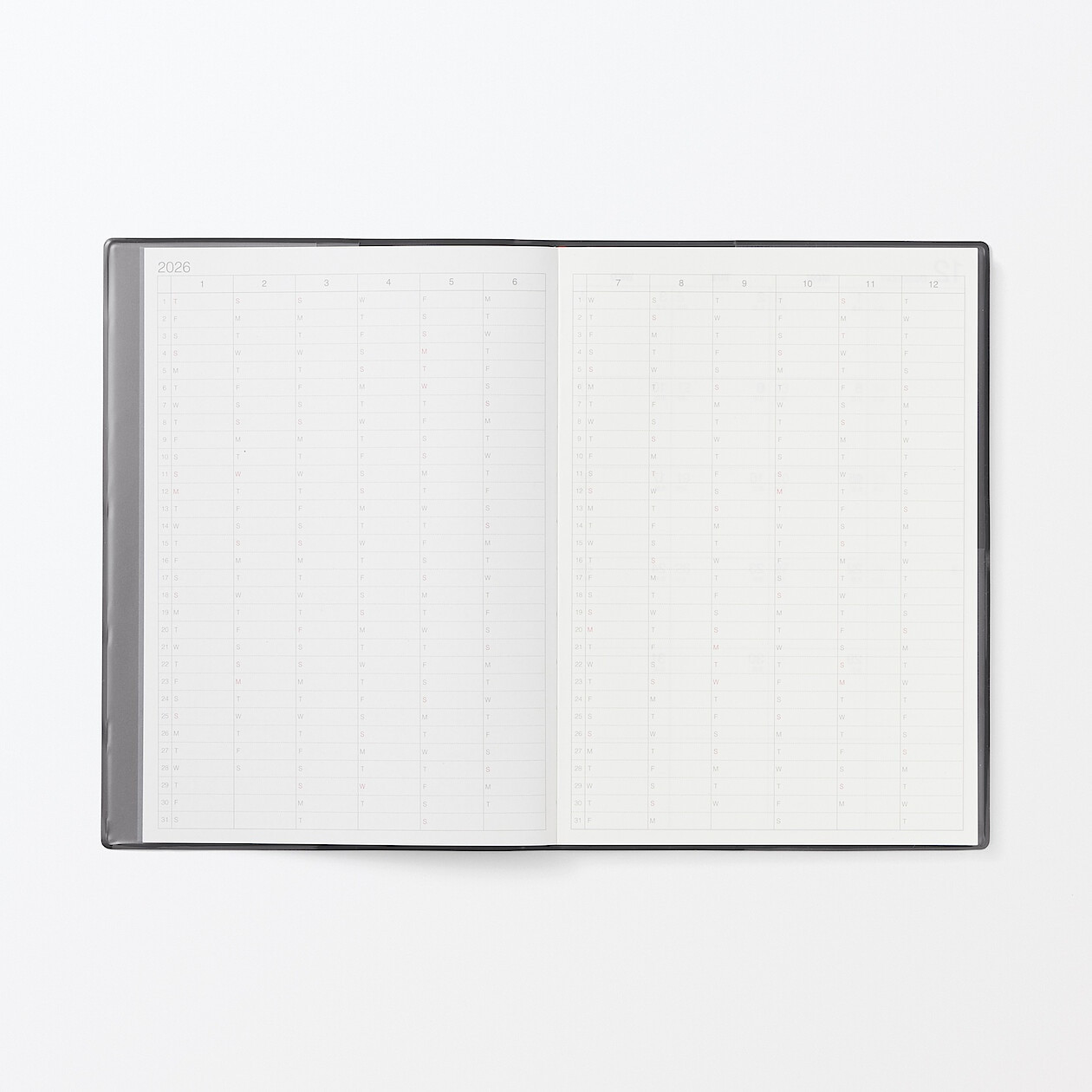 Kalendarz 2026 tygodniowy A5 winylowy grafitowy