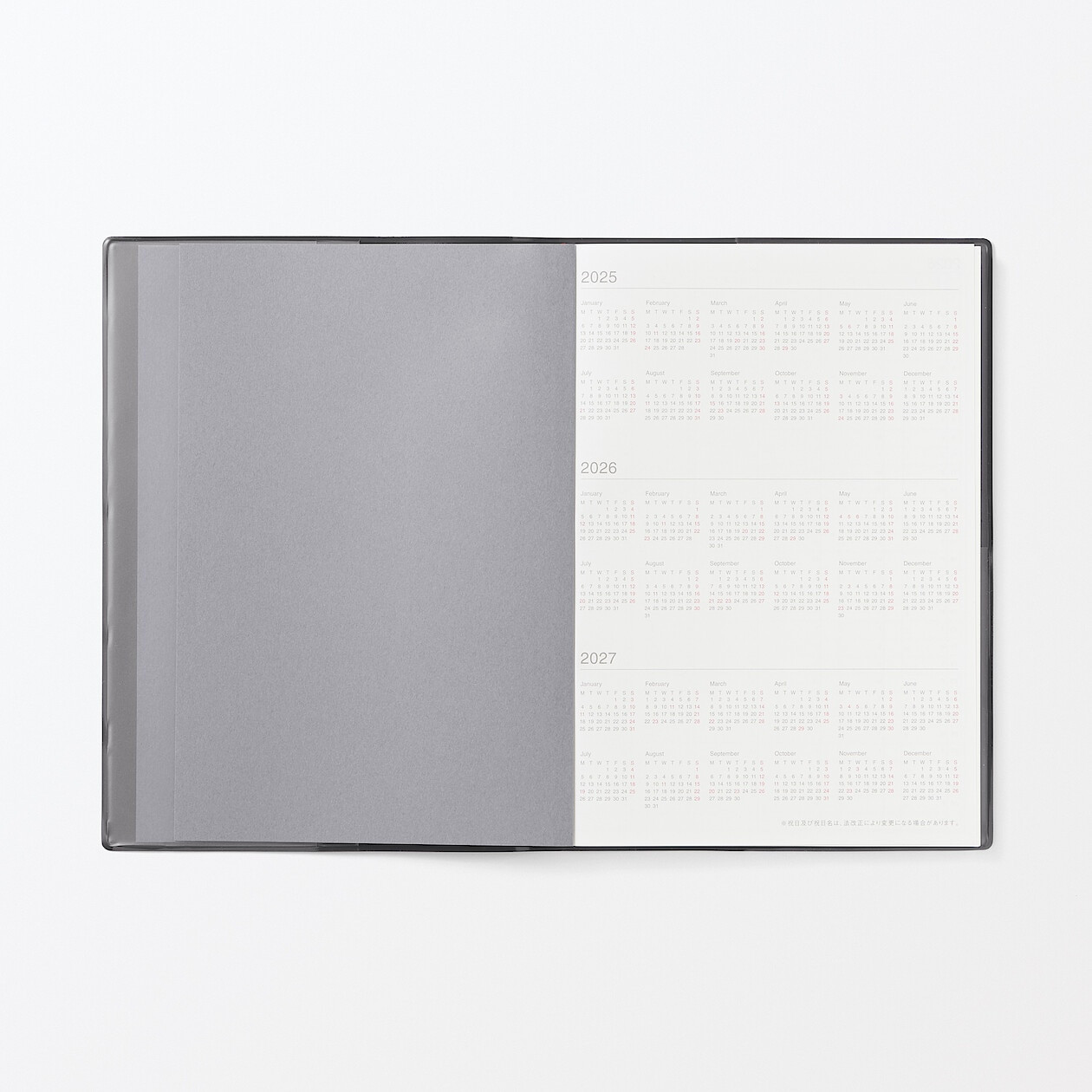 Kalendarz 2026 tygodniowy B6 winylowy grafitowy