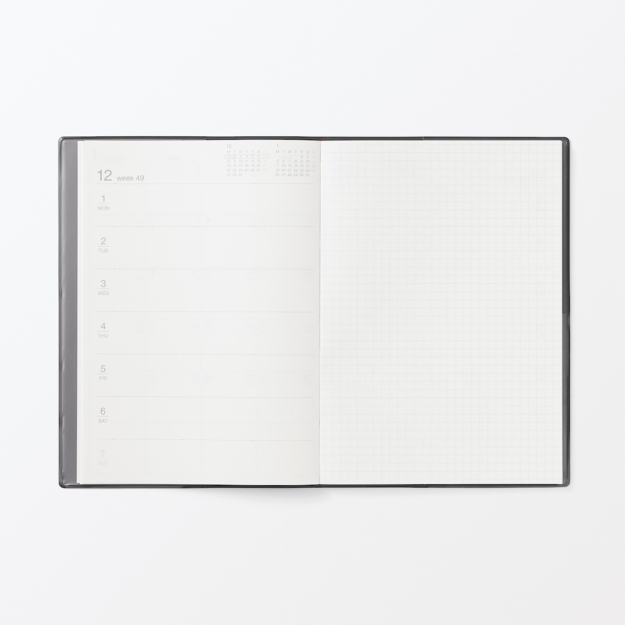 Kalendarz 2026 tygodniowy B6 winylowy grafitowy