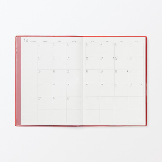 Kalendarz 2026 tygodniowy A5 winylowy czerwony