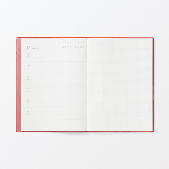 Kalendarz 2026 tygodniowy A5 winylowy czerwony