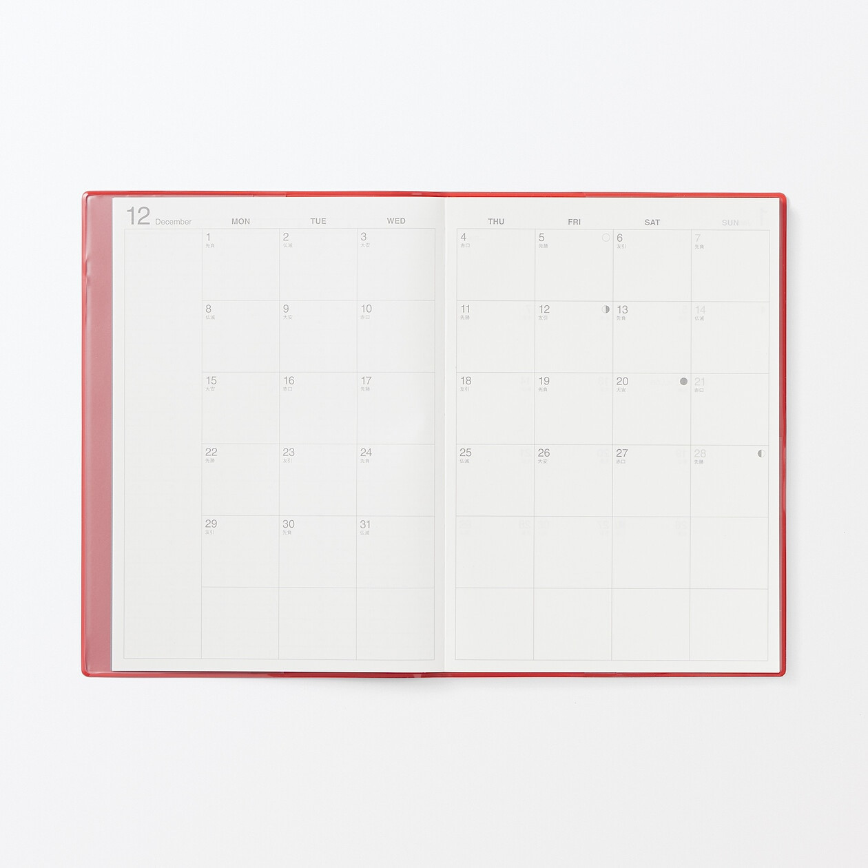 Kalendarz 2026 tygodniowy B6 winylowy czerwony