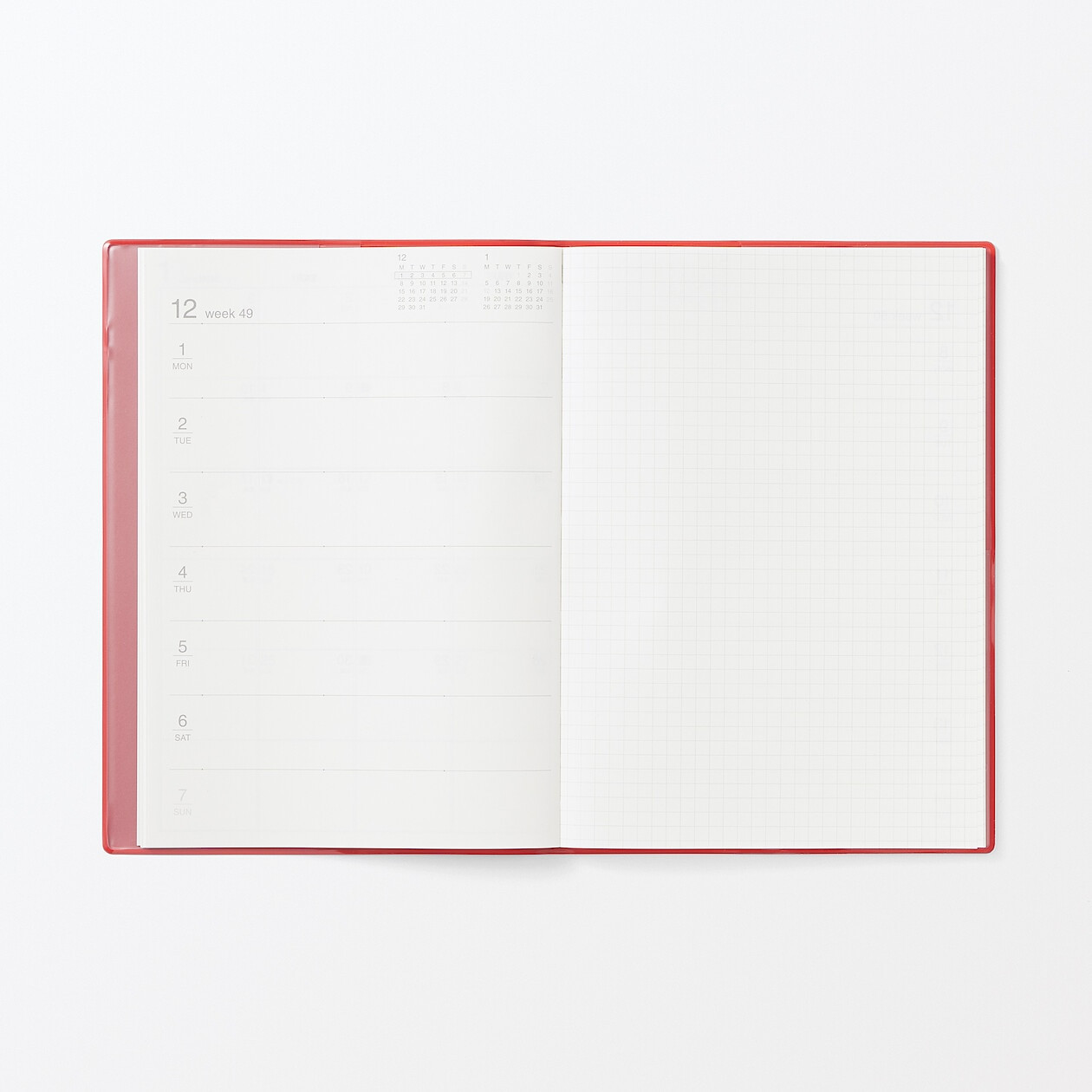 Kalendarz 2026 tygodniowy B6 winylowy czerwony