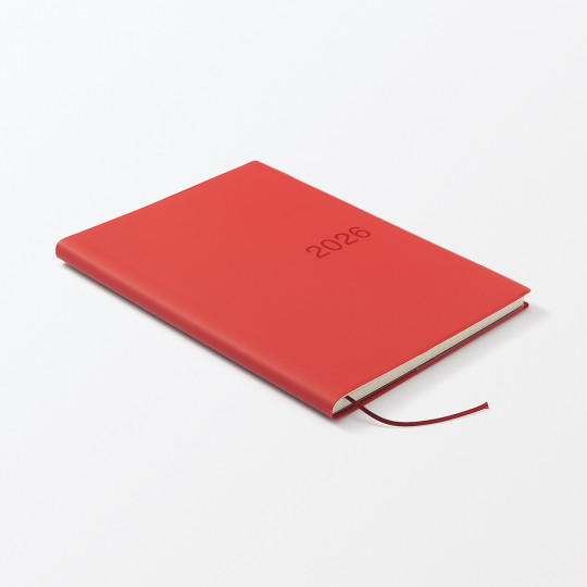 Kalendarz 2026 tygodniowy B6 winylowy czerwony