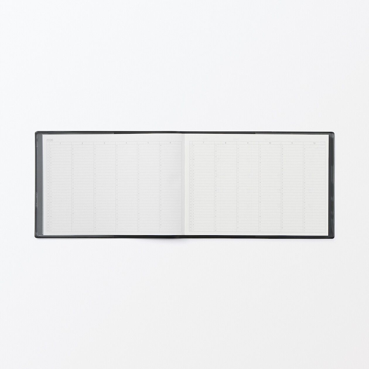 Kalendarz 2026 tygodniowy poziomy B5 winylowy grafitowy