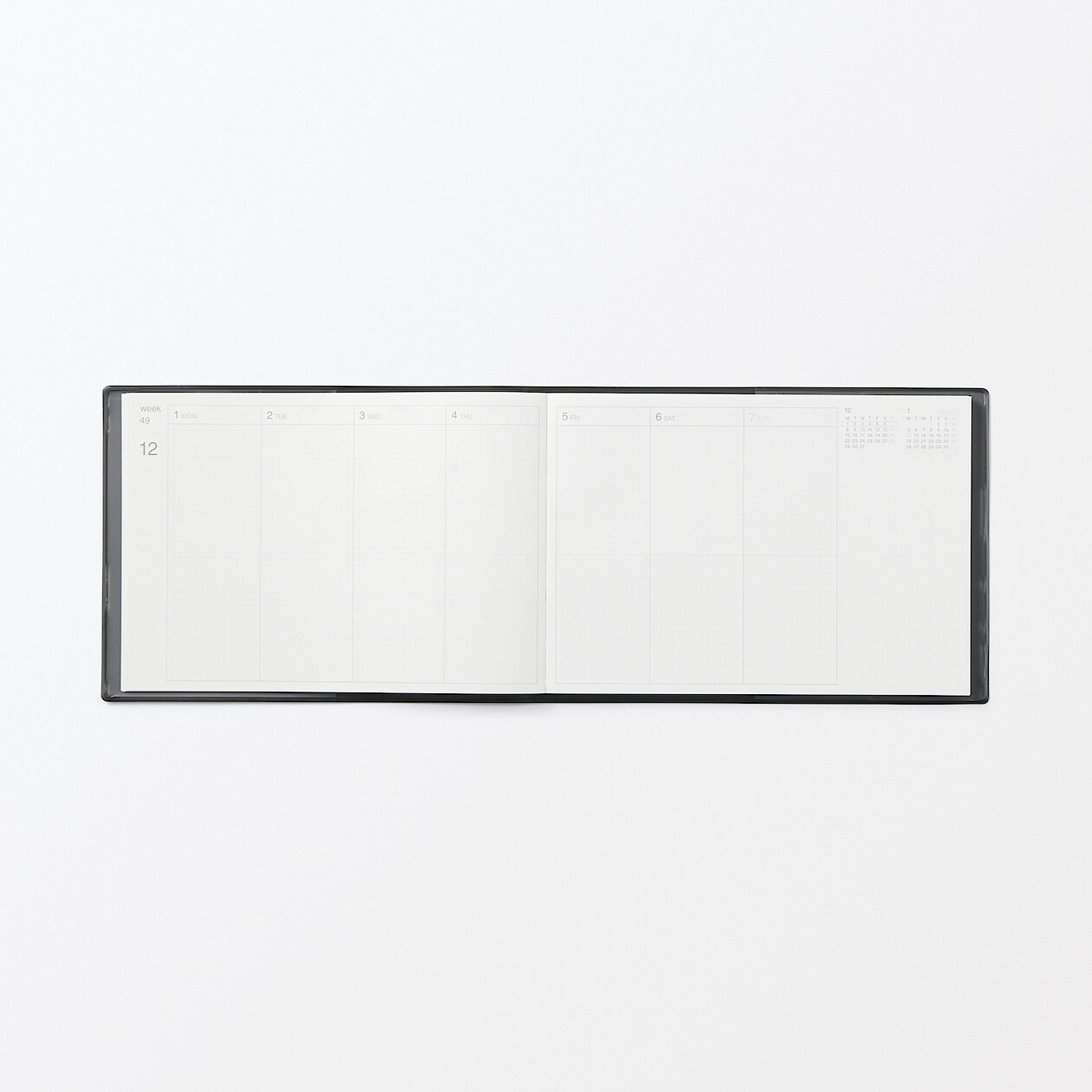 Kalendarz 2026 tygodniowy poziomy B5 winylowy grafitowy