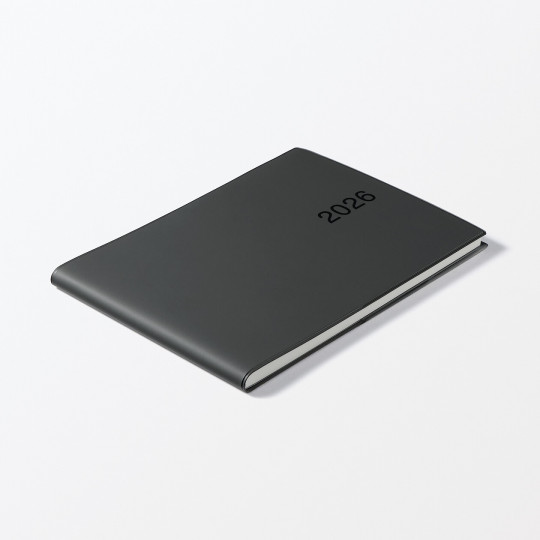 Kalendarz 2026 tygodniowy poziomy B5 winylowy grafitowy