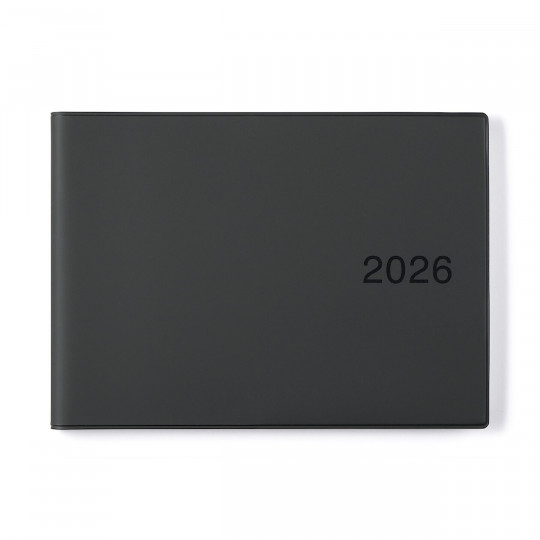 Kalendarz 2026 tygodniowy poziomy B5 winylowy grafitowy