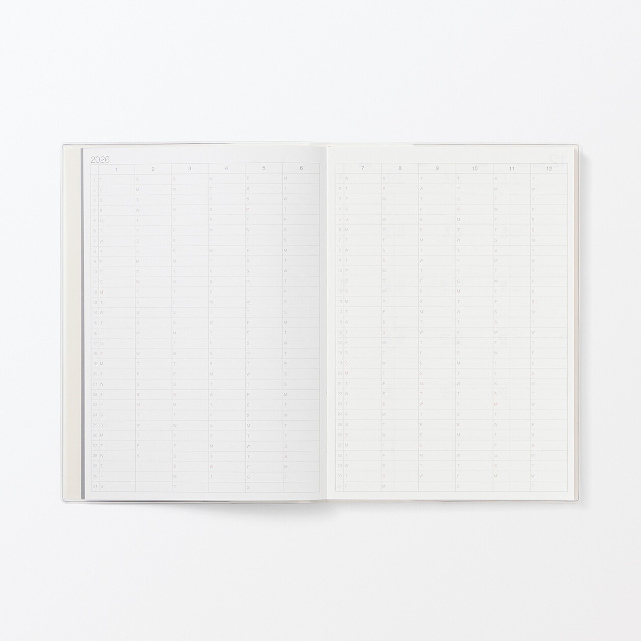 Kalendarz 2026 tygodniowy A5 układ pionowy biały