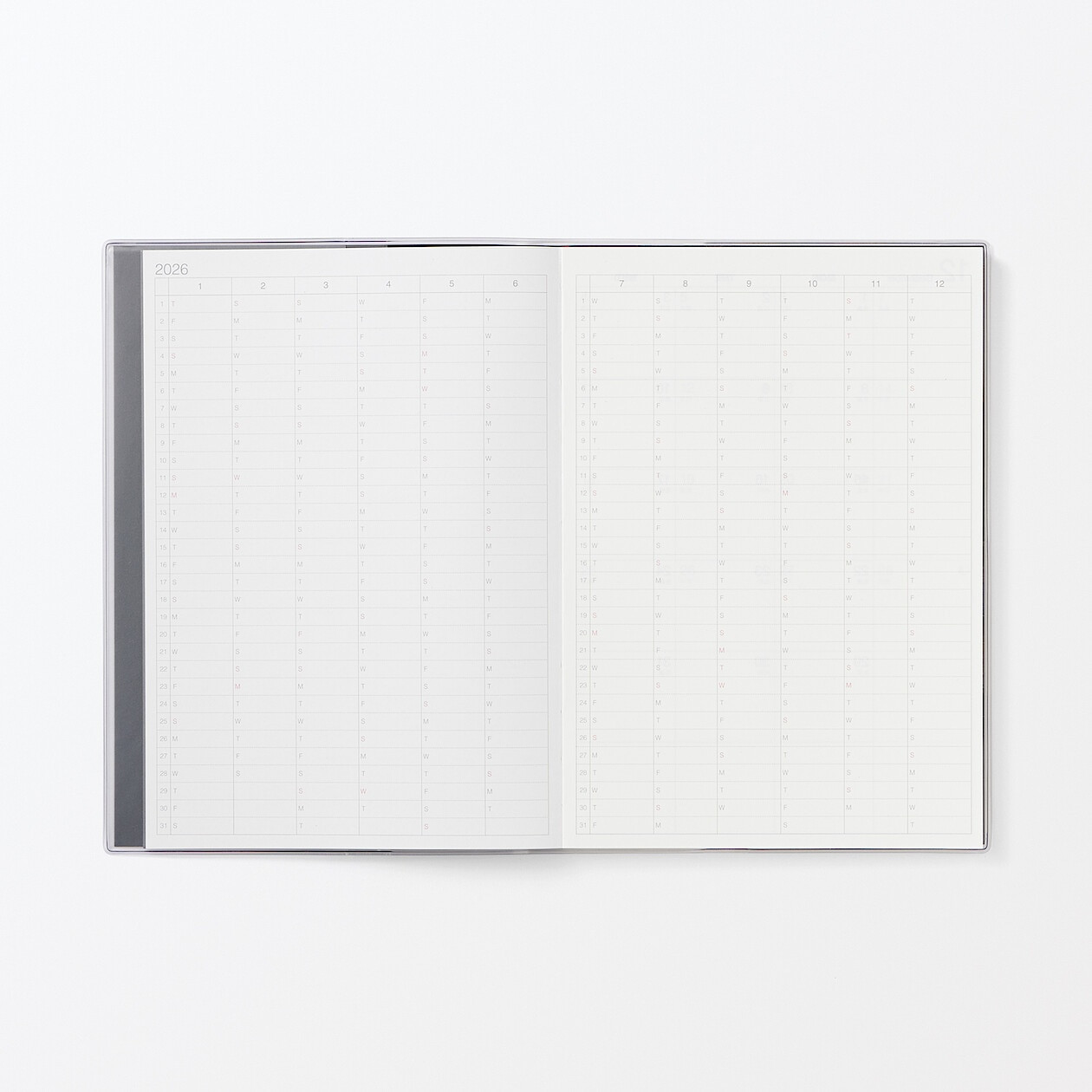 Kalendarz 2026 tygodniowy A5 układ pionowy czarny