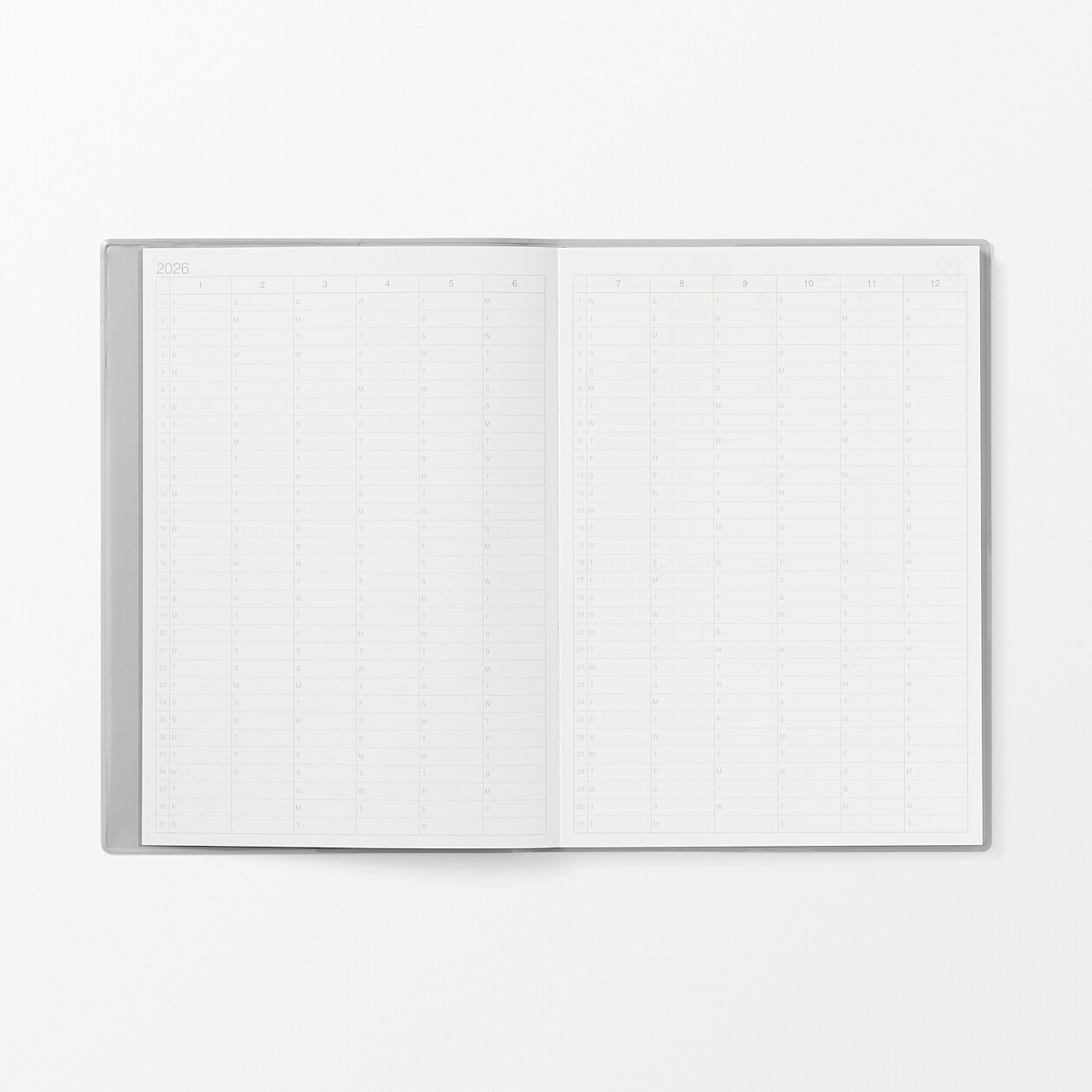 Kalendarz 2026 tygodniowy B6 winylowy szary
