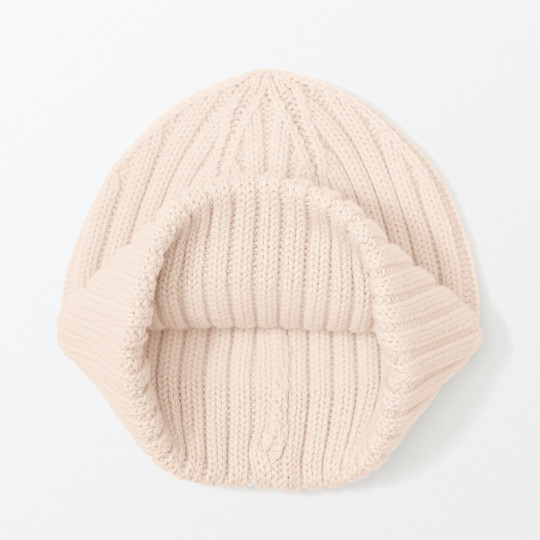 Czapka beanie wełniana niegryząca kremowa