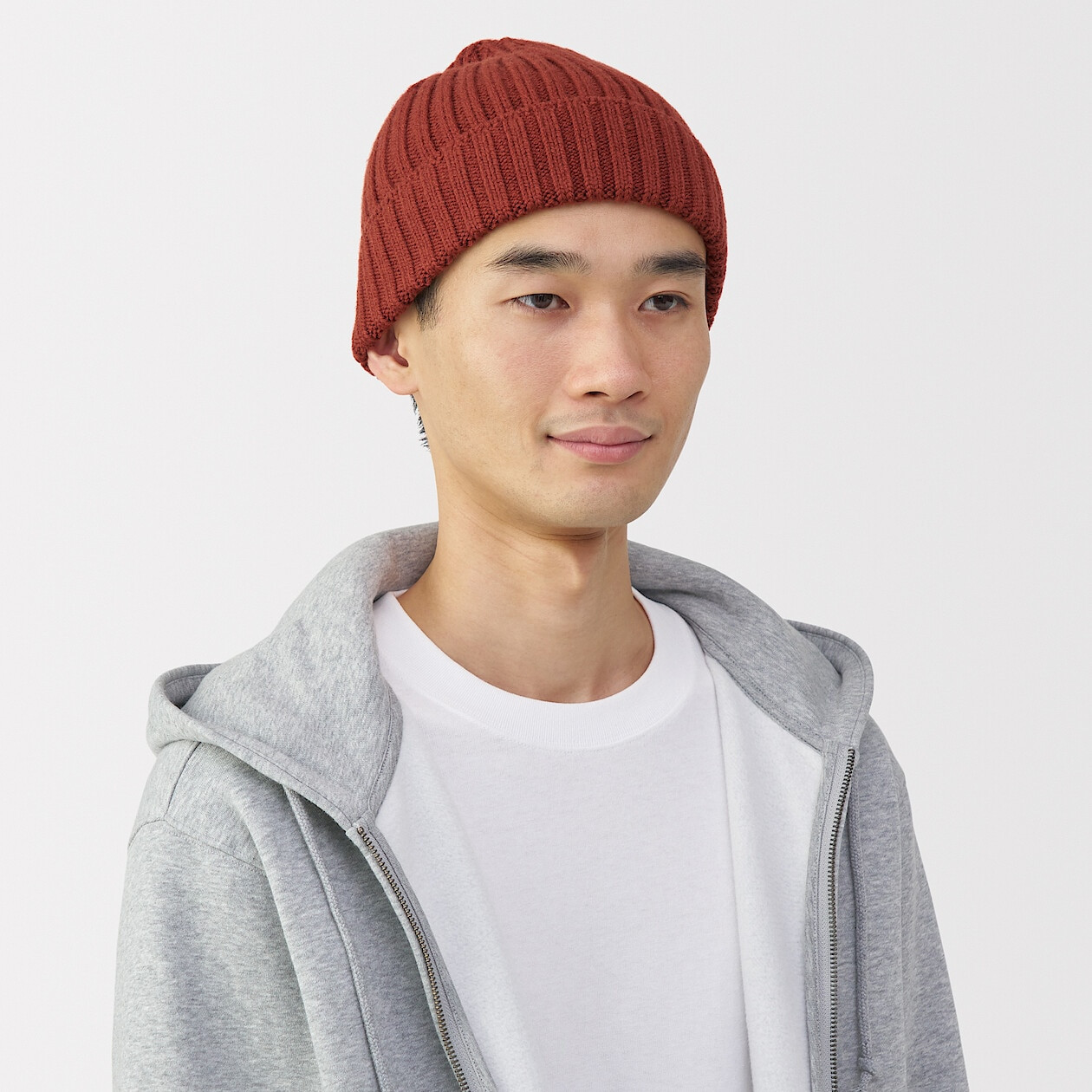 Czapka beanie wełniana niegryząca ceglasta