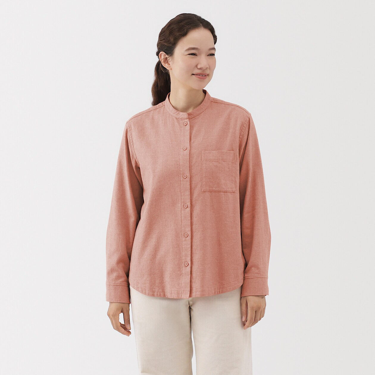 Koszula flanelowa ze stójką pomarańczowa