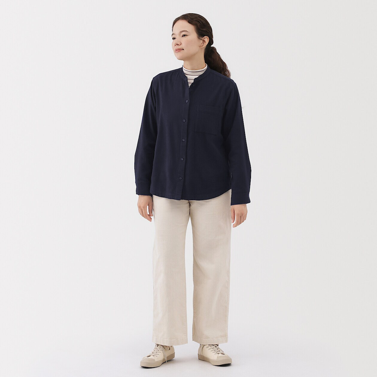 Koszula flanelowa ze stójką granatowa